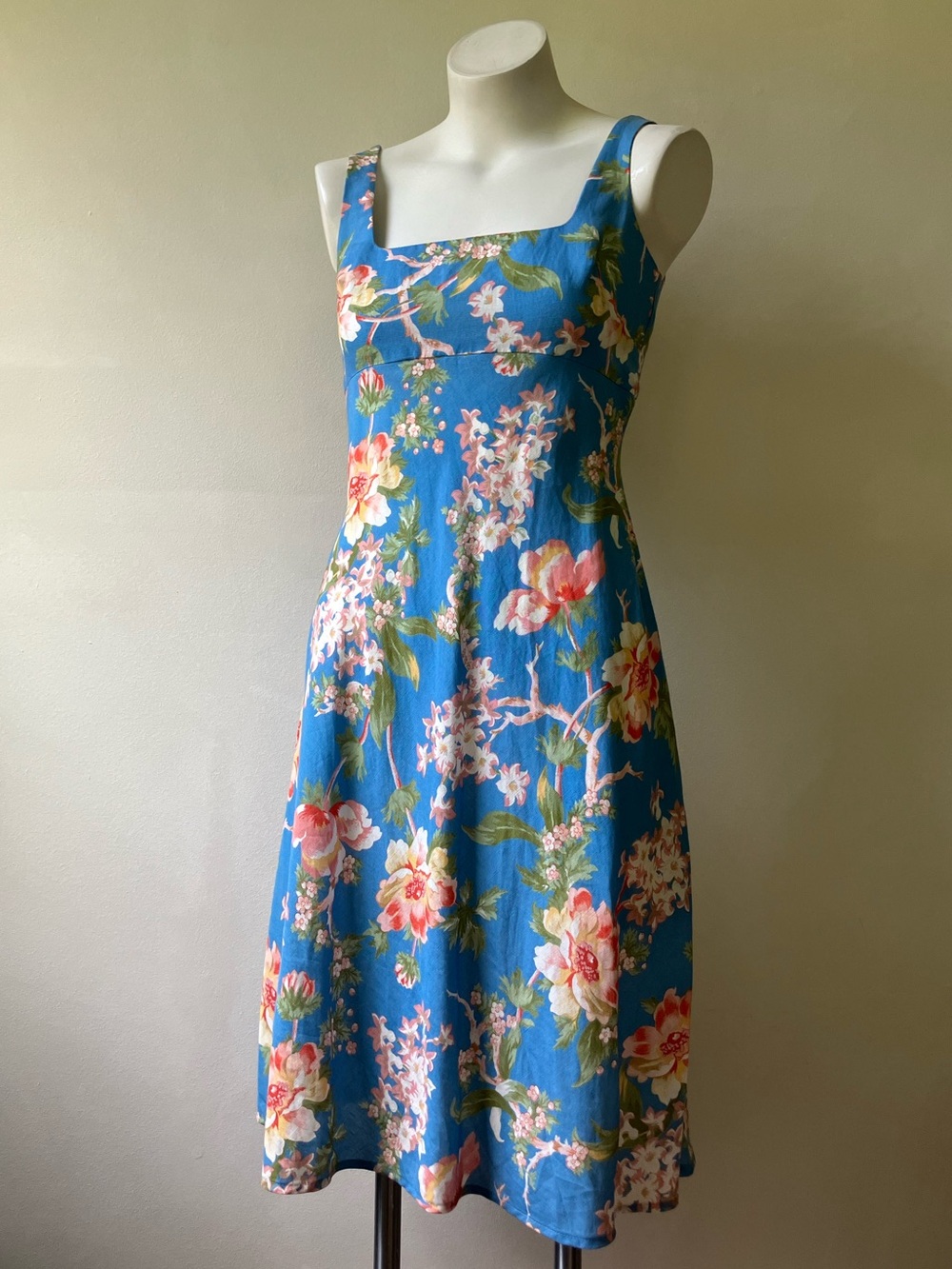 Talbots | Floral Peony Cherry Blossom Square Neck Tank Dress